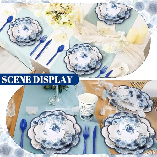 410 Pcs Terracotta Floral Paper Plates and Napkins Set for 50 Guests S1131