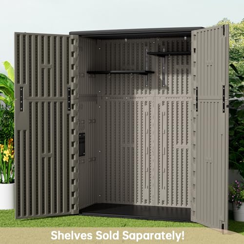 Horizontal Outdoor Storage Shed, 47 Cu.ft Resin Waterproof Cabinet for Garden Patio Backyards F5157