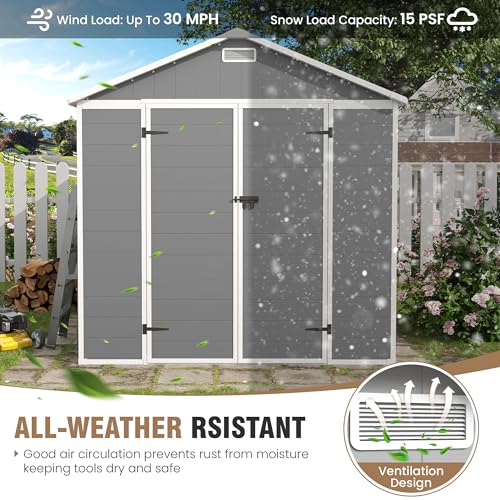 Outdoor Storage Shed 6x6 FT Resin with Floor and Lockable Door Z166