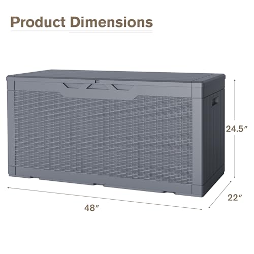 31 Gallon Resin Deck Box Waterproof Indoor Outdoor Storage for Patio Cushions and Garden Tools L90121