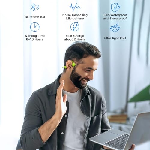 Bone Conduction Wireless Sport Headphones with Noise-Canceling Mics E40369