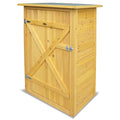 Outdoor Storage Shed with Floor & Adjustable Shelves, Wooden Garden Tool Cabinet Weatherproof, 71" Vertical Patio Organizer