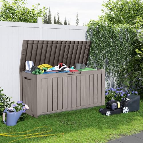 100 Gallon Resin Deck Box, Lockable Patio Outdoor Storage, Waterproof - Black F75230