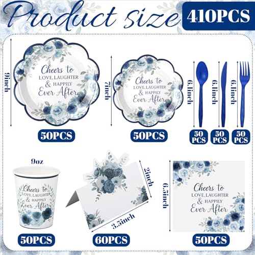 410 Pcs Terracotta Floral Paper Plates and Napkins Set for 50 Guests S1131