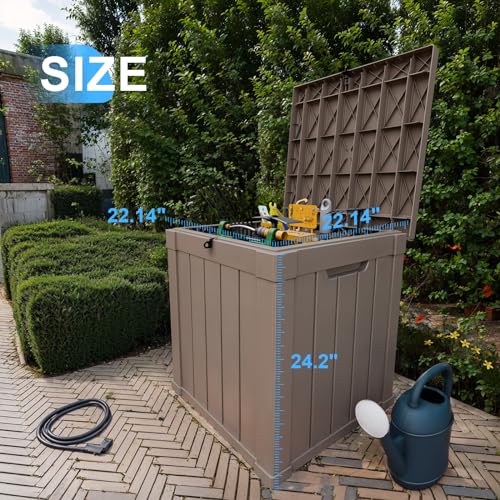 100 Gallon Resin Deck Box, Lockable Patio Outdoor Storage, Waterproof - Black F75230