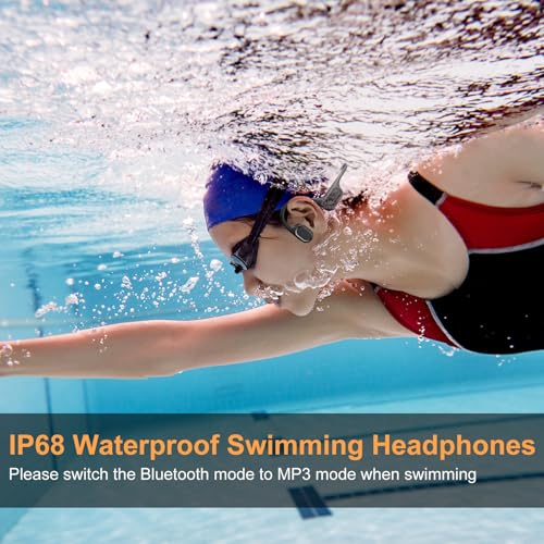 Bone Conduction Swimming Headphones, IP68 Waterproof, 32GB MP3 Player, Open-Ear Design F37330