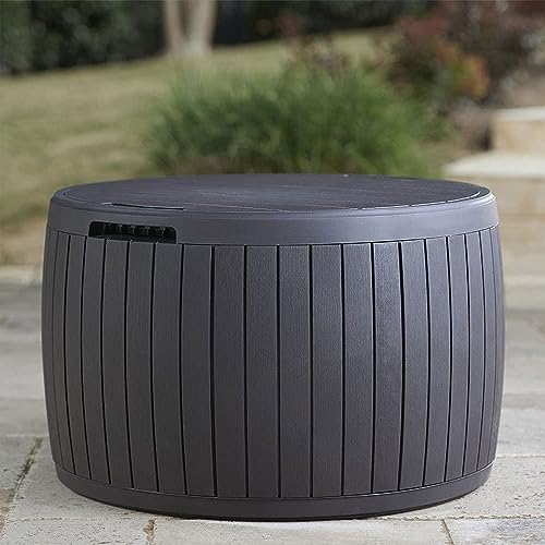 Outdoor Storage Deck Box, 37 Gallon Waterproof Patio Table Bin W1205