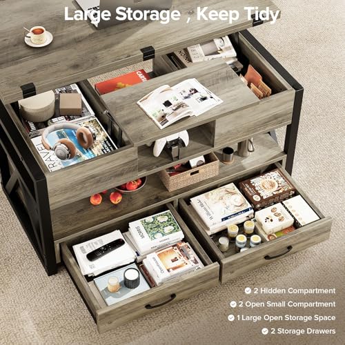 Lift Top Coffee Table with Storage Drawers L3789
