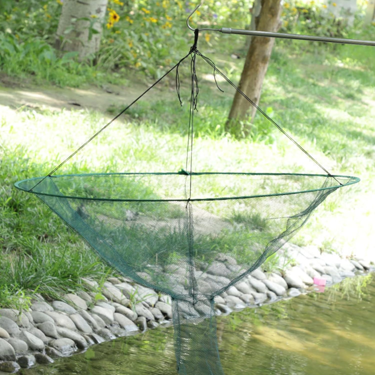 Drop Net for Pier Fishing, 39in Foldable Portable with Dual Line Structure S253