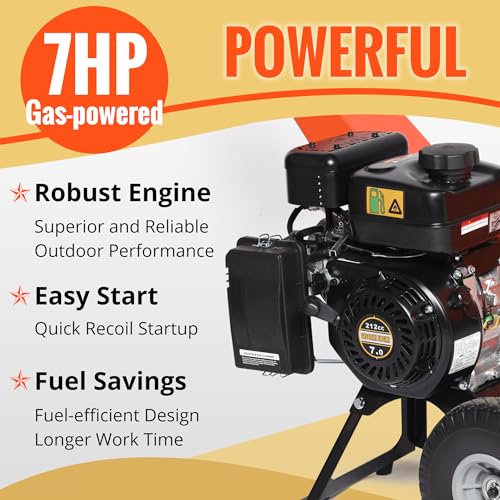 7HP Gas Powered Wood Chipper Shredder Mulcher, 3 Inch Max Capacity B98626