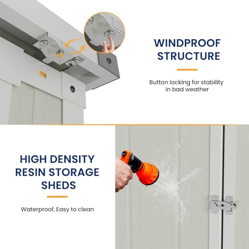 Outdoor Storage Shed, Weather Resistant Resin Box with Floor for Garden Tools I6082