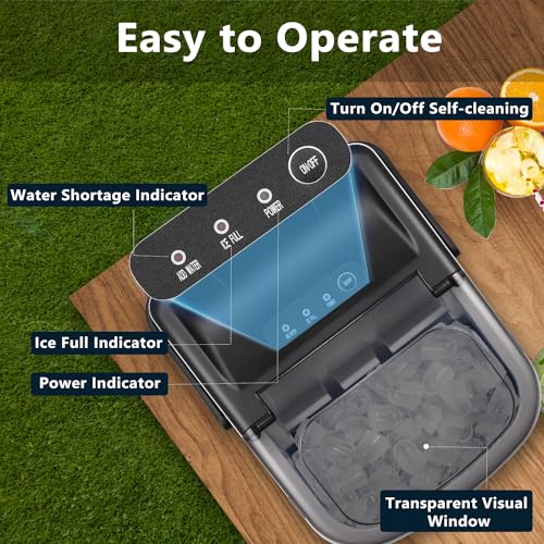 Bullet Ice Maker Countertop with Handle, Self-Cleaning Portable Ice Machine B272
