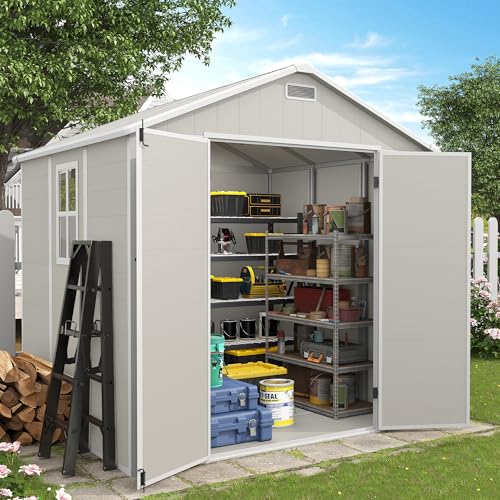 Outdoor Storage Shed 6x6 FT Resin with Floor and Lockable Door Z166