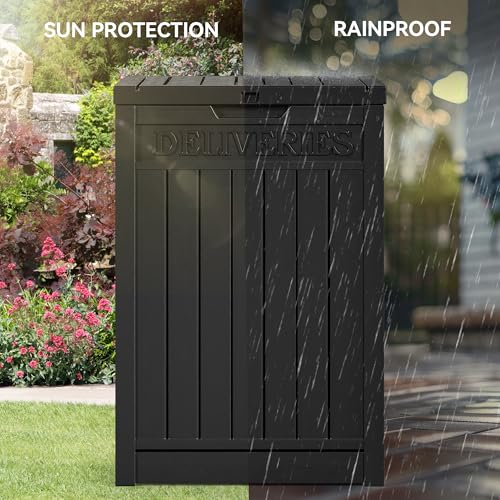 60 Gallon Outdoor Package Storage Box, Double-Wall Resin, Waterproof Deck Box for Porch O69284
