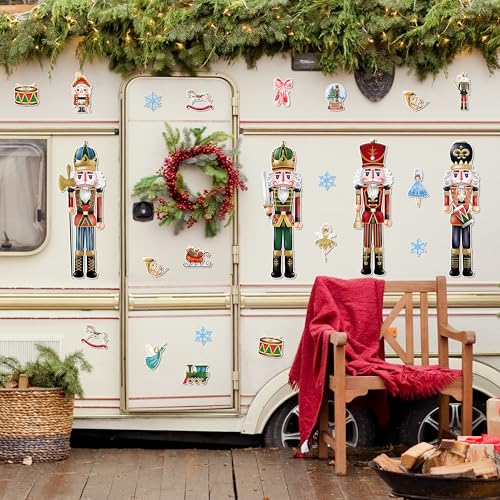 Christmas Garage Door Decoration Magnet 19Pcs Nutcracker Snowflake Fridge Stickers I122182