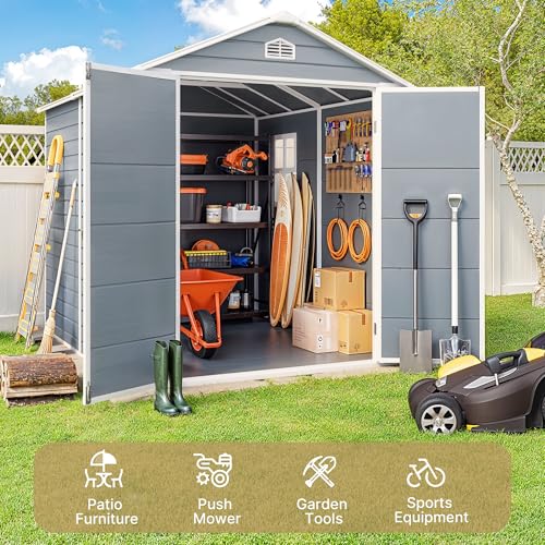 Outdoor Storage Shed with Floor, Lockable Doors, Window, Vents, Steel Frame U71245