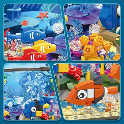 Fish Tank Building Sets, 725 Pcs Lighting Aquarium Kit with Ocean Jellyfish, Fish, Crab P263425