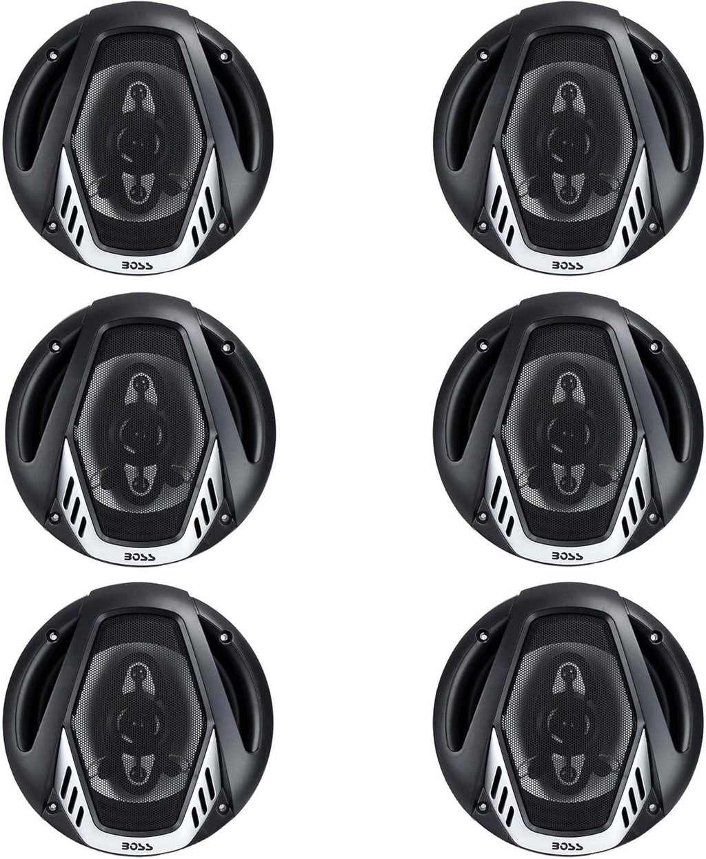 BOSS NX654 6.5" 400W 4-Way Car Audio Coaxial Speakers Stereo, Black (6 Speakers)