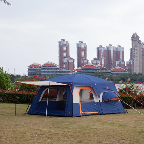Extra Large Family Cabin Tent for Camping, 2 Rooms, 3 Doors, Waterproof E6603