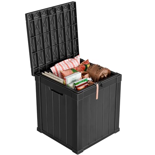 100 Gallon Resin Deck Box, Lockable Patio Outdoor Storage, Waterproof - Black F75230