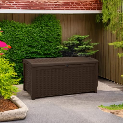 Outdoor Storage Deck Box for Patio, Backyard and Garden, 110 Gallon, Lockable, Waterproof P895