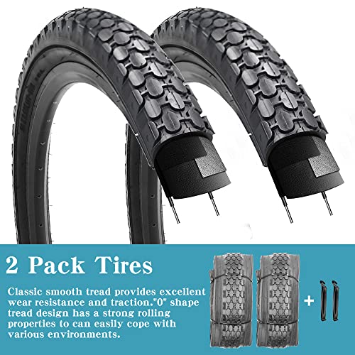 2 Pack 26" x 2.125" Beach Cruiser Bike Tires, Black Wall/White Side Wall K2140