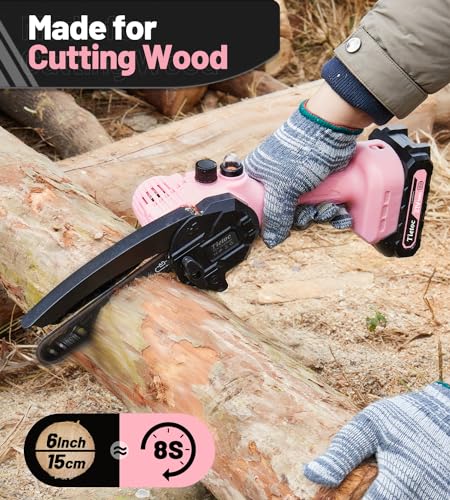 6 Inch Mini Electric Chainsaw Cordless Battery Powered, Hand Held Saw for Wood Trimming V216130