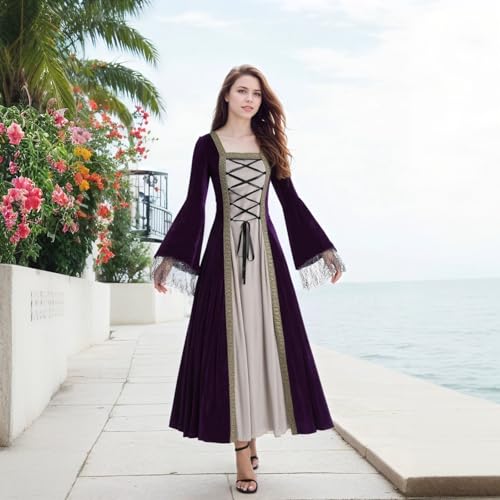 Medieval Tea Party Dress with Bubble Sleeves and Belt J695606
