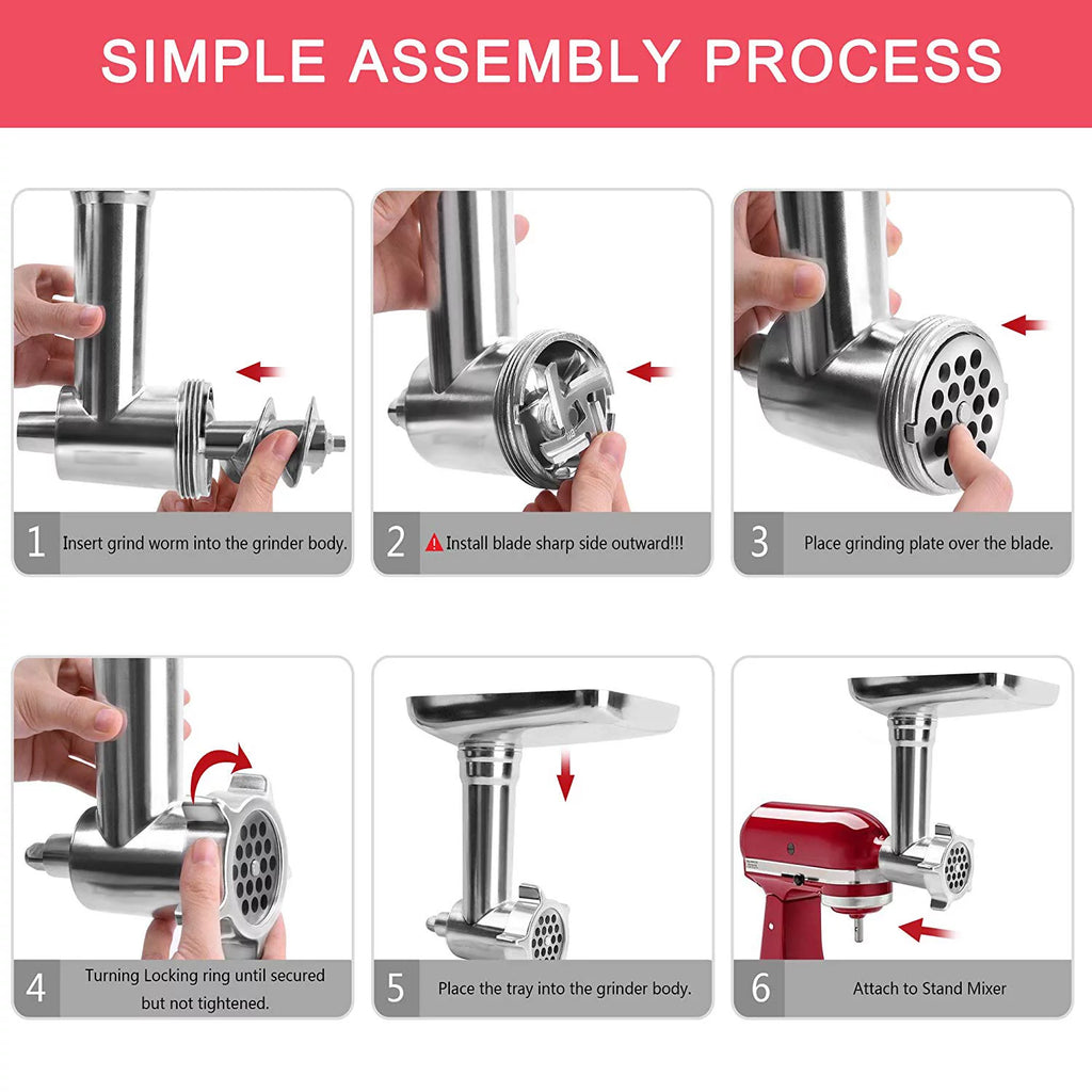 Meat Grinder, Slicer & Juicer Attachment Set for Stand Mixer S911435
