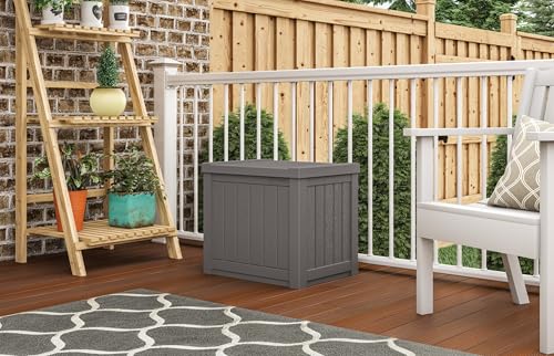 Outdoor Storage Box 22 Gallon Resin Deck Box with Flat-Lid Bench Seating B591