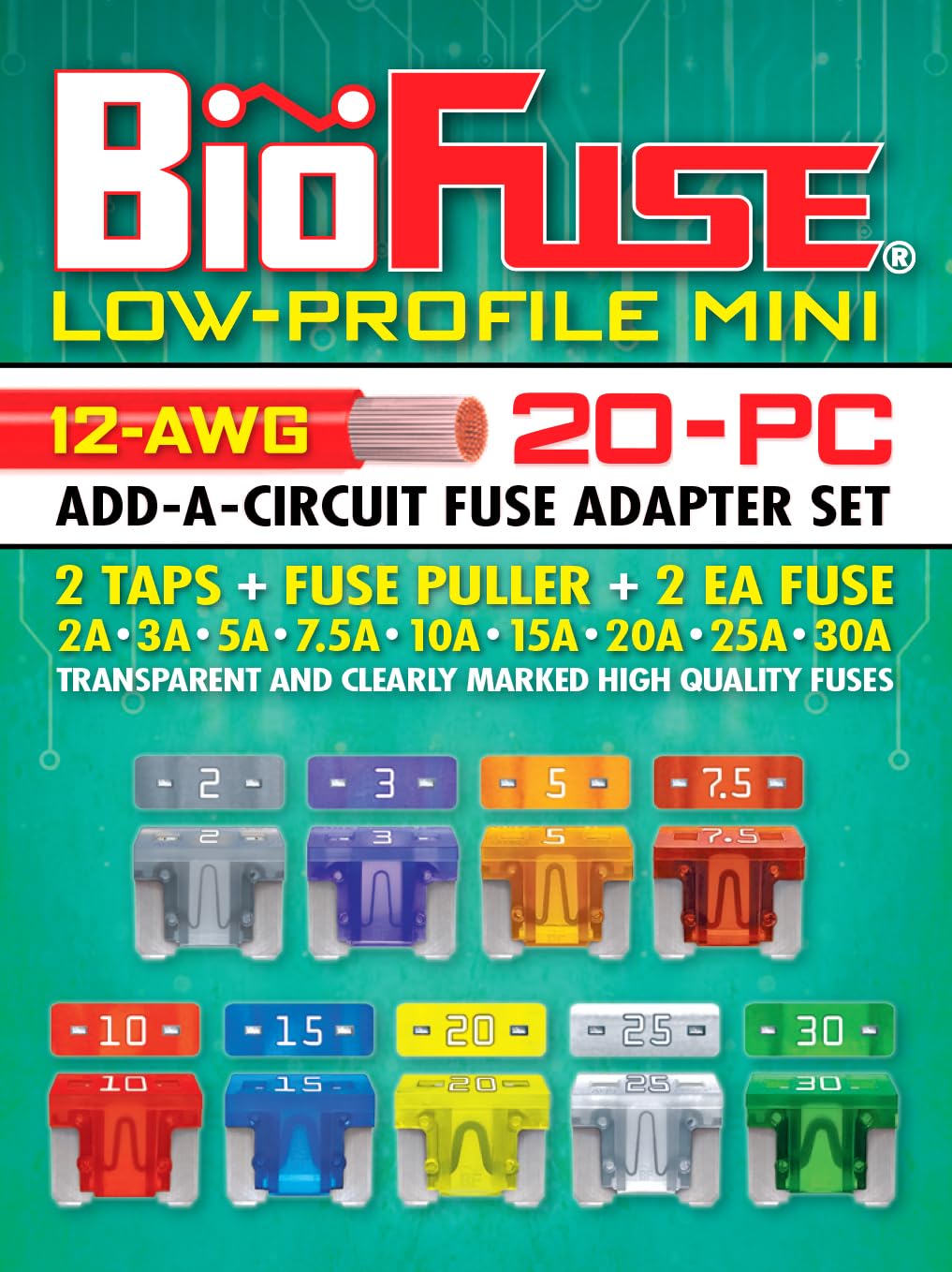 Low Profile Mini Blade Fuse Assortment with Holders and Fuse Puller Z723622