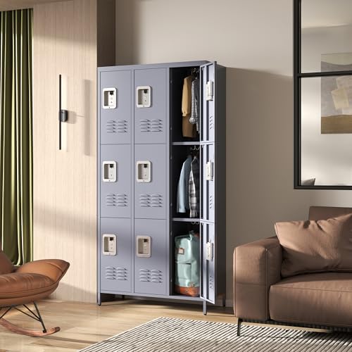 3-Door Steel Storage Locker with Shelves and Hooks I822961