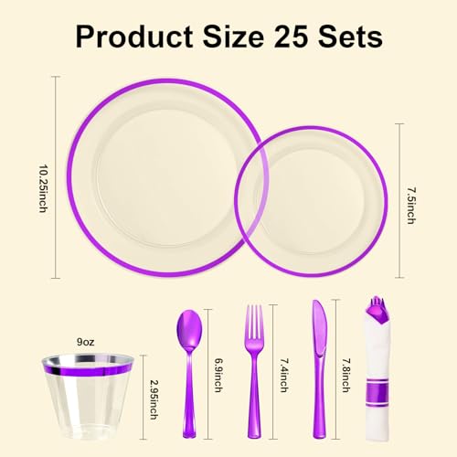 Disposable Plates and Cups Set for 50 Guests with Napkins and Cutlery V71219