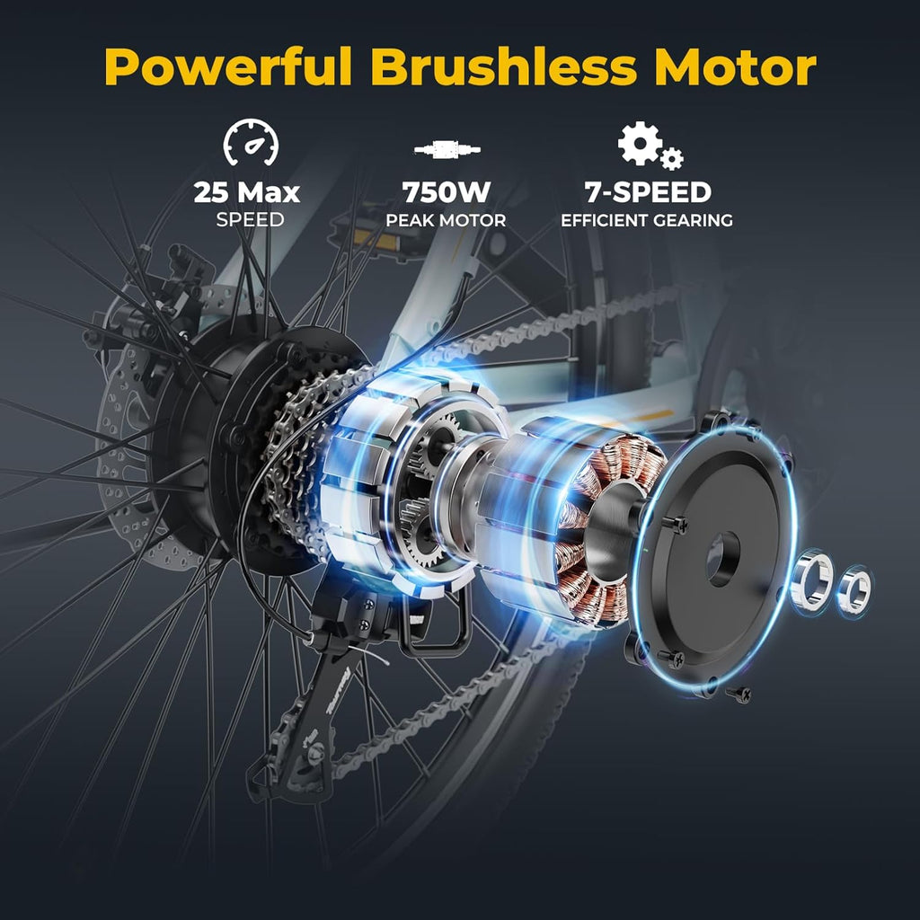 27.5" Electric Bike for Adults, 500W Brushless Motor, 25 MPH, Removable Battery C615