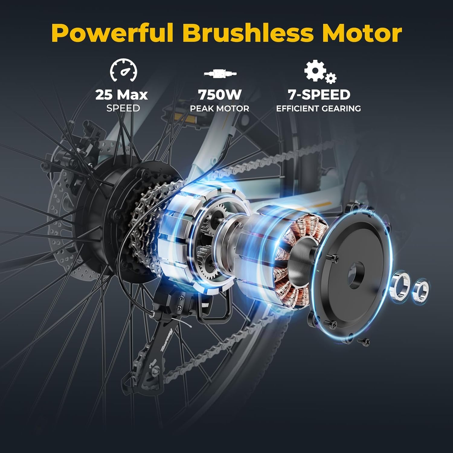 27.5" Electric Bike for Adults, 500W Brushless Motor, 25 MPH, Removable Battery C615