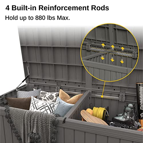 Outdoor Storage Box 31 Gallon Waterproof Resin Deck Box V3075