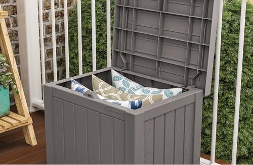 Outdoor Storage Box 22 Gallon Resin Deck Box with Flat-Lid Bench Seating B591