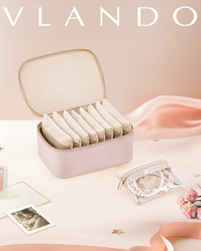 Small Jewelry Case with 6 Zipper Bags for Women A930584