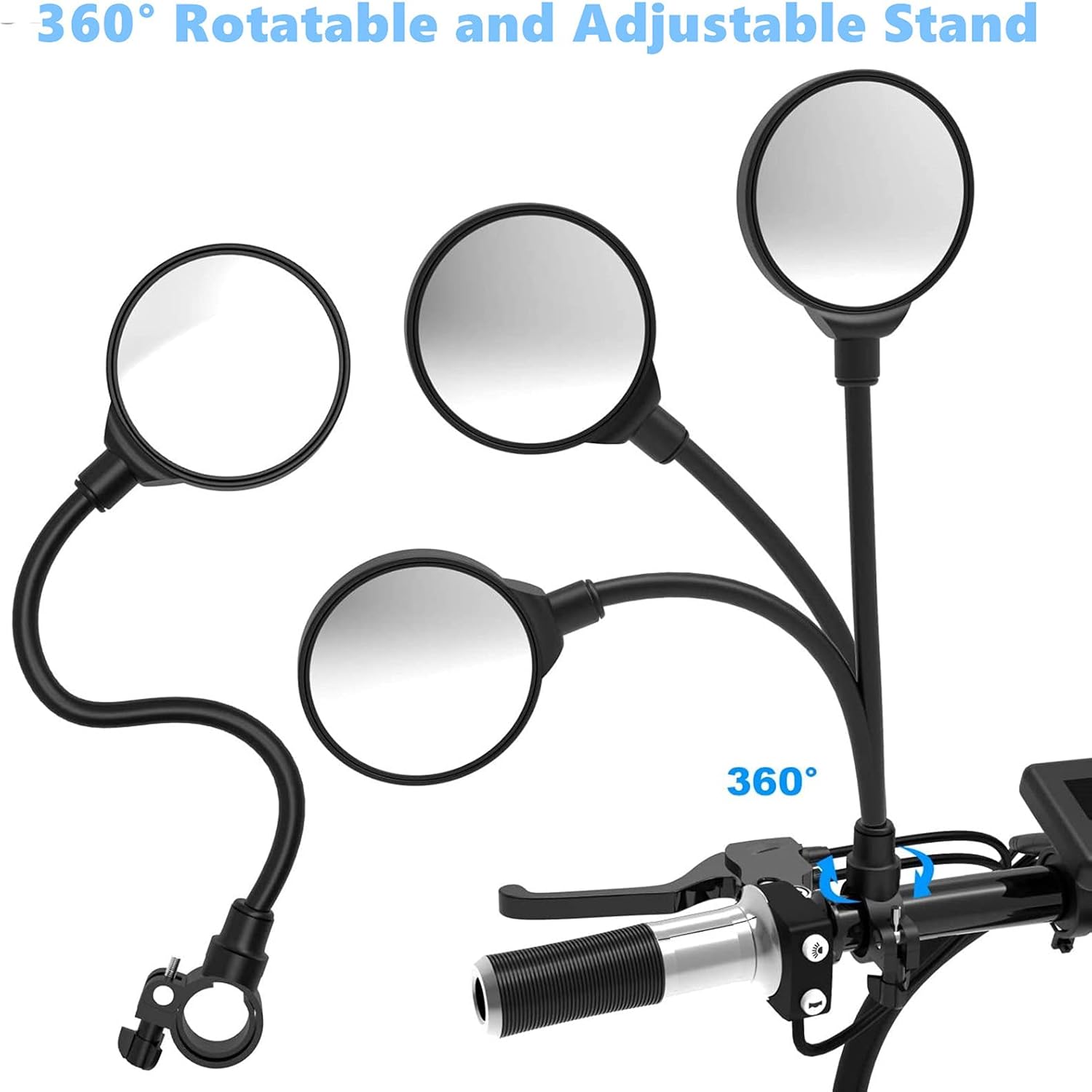 Bike Mirror 2 Pack Handlebar Rear View 360° Rotatable for Mountain Road Bike N1627