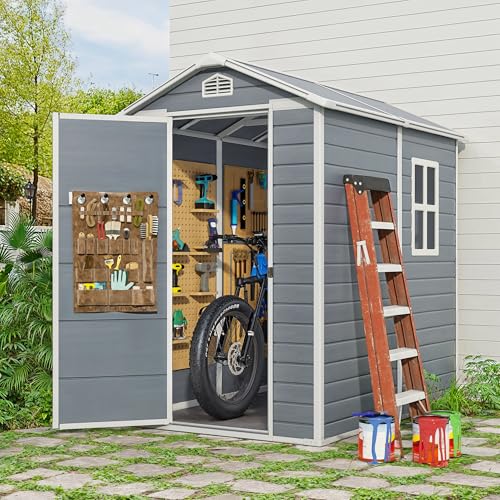 Outdoor Storage Shed with Floor, Lockable Doors, Window, Vents, Steel Frame U71245