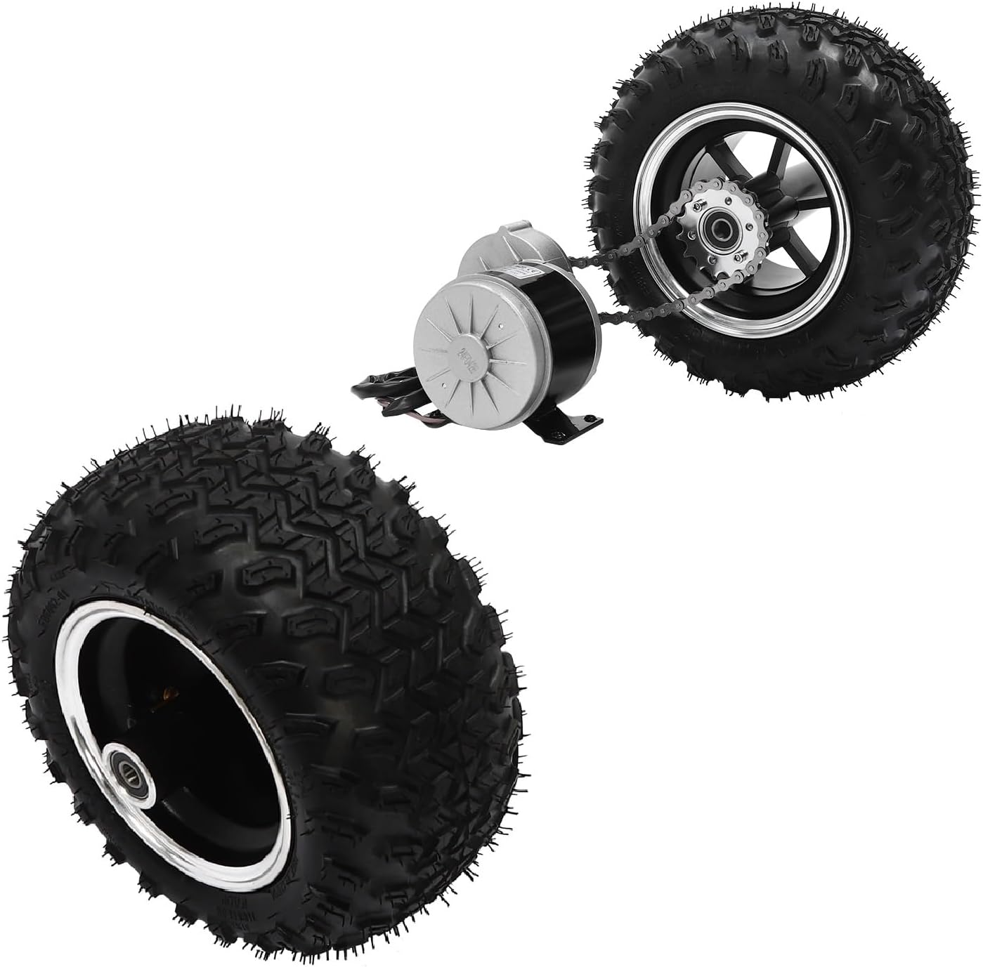 10 Inch 24V Dual Drive Brush Gear Motor Air Wheel Conversion Kit, Digital Display Throttle, 250W Dual Drive Electric Motor Conversion Kit for Electric Beach Cart Bike