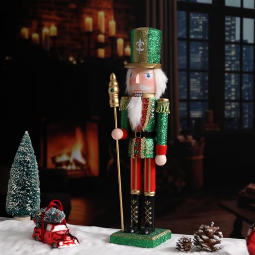 16 Inch Wooden Nutcracker Christmas Decoration for Table Desktop Fireplace Indoor Home H891