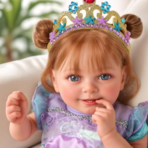 Lifelike Reborn Baby Doll 20 Inch Brown Hair Girl with Clothes and Toy Accessories H822