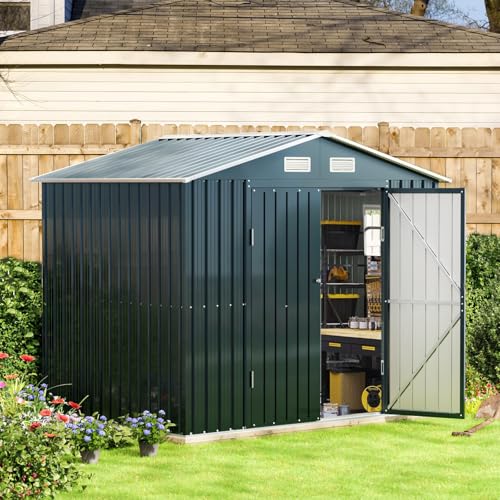 Outdoor Steel Storage Shed with Lockable Doors and Window L987864