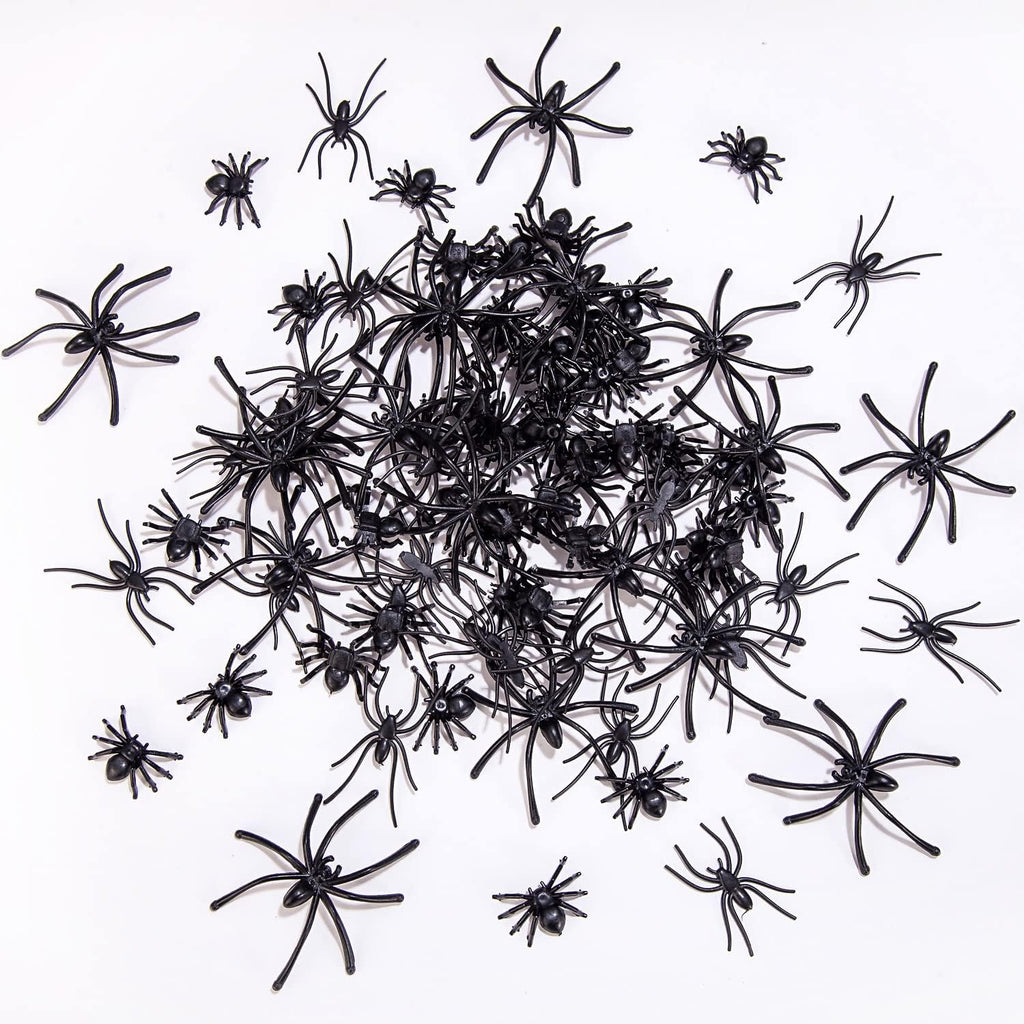 120 Realistic Plastic Spiders for Halloween Party Decor L839
