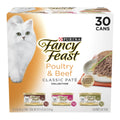 (30 Pack) Fancy Feast Grain Free Pate Wet Cat Food Variety Pack Poultry & Beef Collection 3 Oz. Cans
