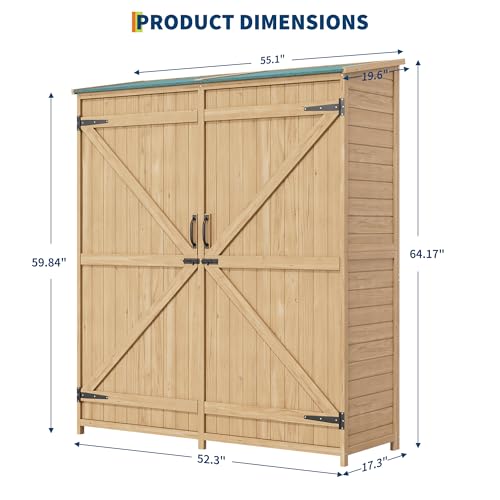 Outdoor Storage Shed with Waterproof Roof and Double Lockable Doors Z211