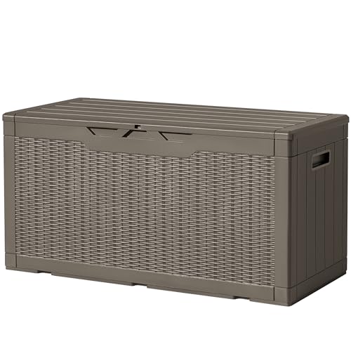 30 Gallon Waterproof Resin Deck Box for Outdoor Patio and Garden Storage Q30388