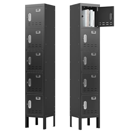 5-Door Steel Storage Locker with Hooks and Card Slots M92401