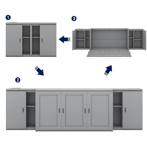 Wall Cabinet Bed with Storage and Bookcase Headboard F651615